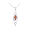 Kép 2/2 - mandula formájú ezüst medál borostyánnal