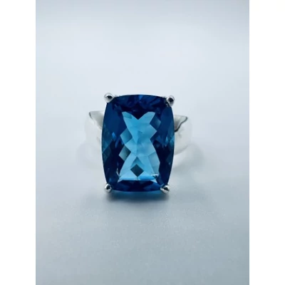 Mélykék Áramlat ezüst topáz gyűrű