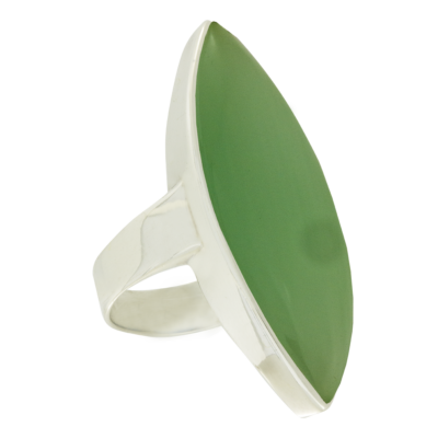 Ezüst gyűrű zöld kalcedonnal