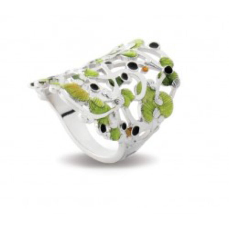 Calicaos csipke zöld tűzzománc ezüst gyűrű