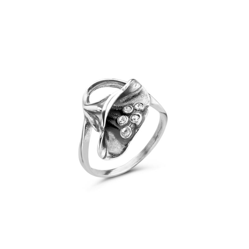 Kála ezüst szecessziós stílusú gyűrű swarovski kristállyal