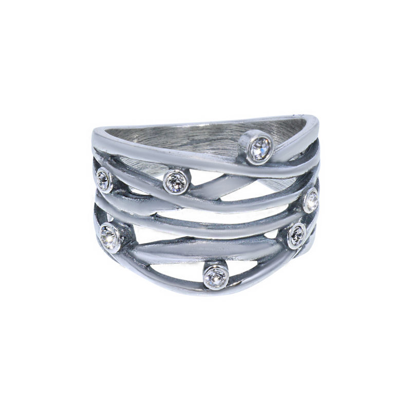 Inda ezüst gyűrű szecessziós stílusban