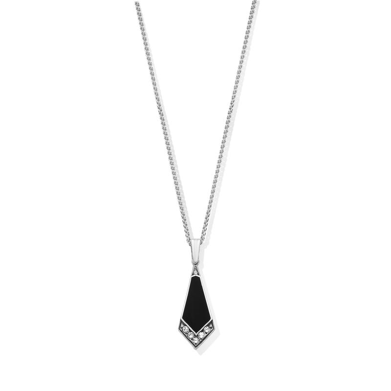 Deltoid ezüst medál swarovski kristállyal és ónix-szal