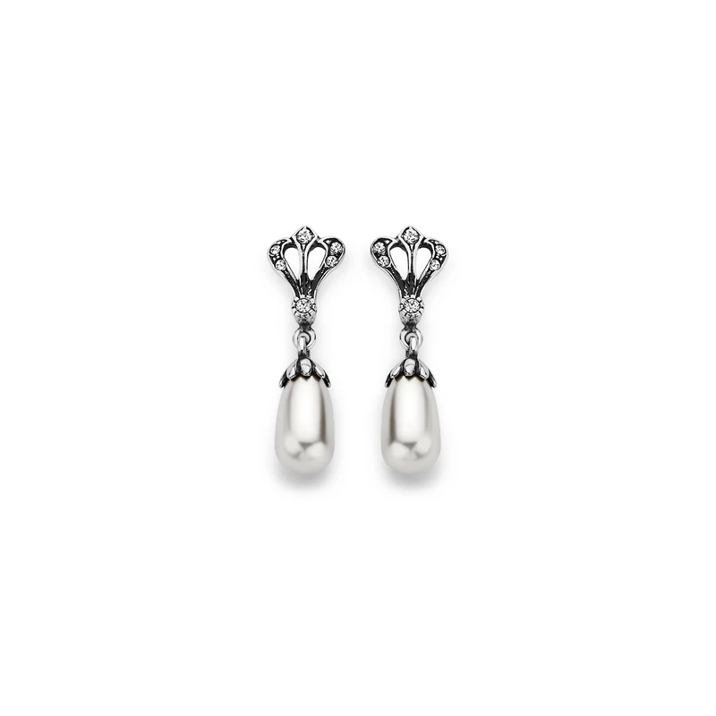 Celina - kis viktoriánus stílusú ezüst fülbevaló swarovski kristállyal